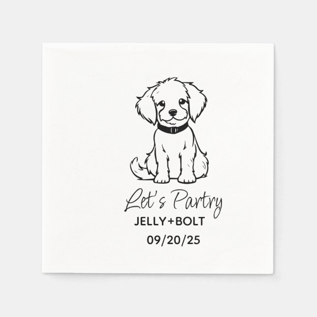 Custom Modern Foto Elegante Dog Wedding Napkins Serviette (Vorderseite)