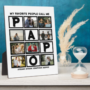 Custom Modern Grandpa Papo 8 Photo Collage Fotoplatte