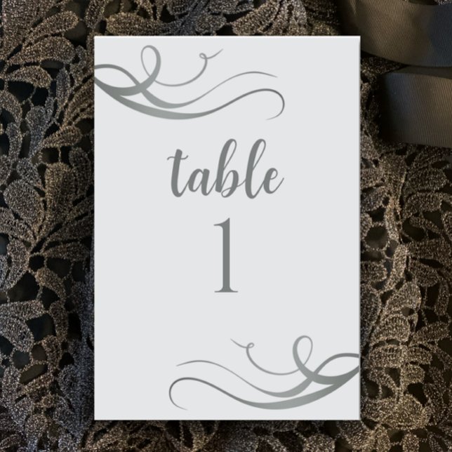 Custom Modern Gray 25. Hochzeitstag Party Tischnummer (Create an elegant silver 25th wedding anniversary table with this modern custom table number.
)
