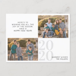Custom Modern Happy New Year Message 2020 Foto Feiertagspostkarte