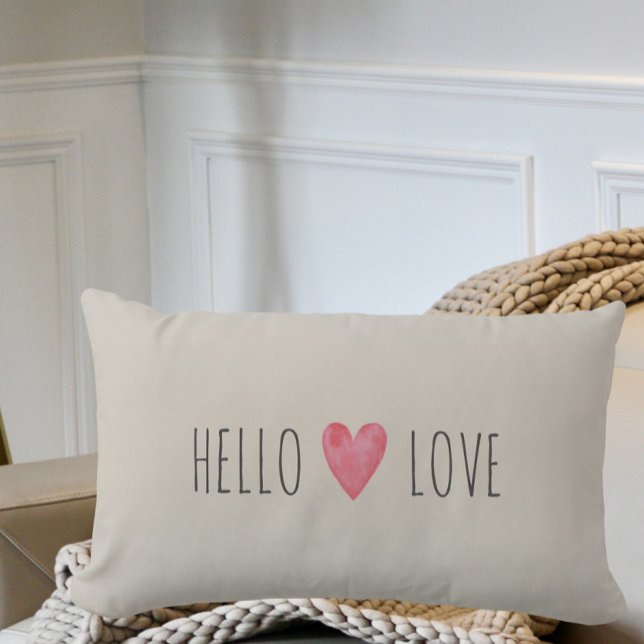 Custom Modern Hello LIEBE Valentines Couple Gift Lendenkissen (Von Creator hochgeladen)