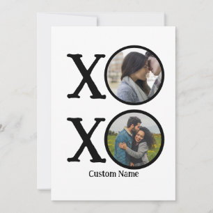 Custom Modern Hugs und Kisses XOXO 2 Foto Collage Feiertagskarte