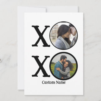 Custom Modern Hugs und Kisses XOXO 2 Foto Collage Feiertagskarte