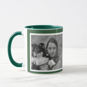 Custom Modern Hunter Green 2 Foto Collage Tasse