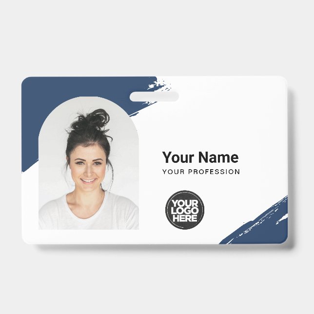 Custom Modern ID Card Simple QR Arc Photo Brush Ausweis (Vorderseite)