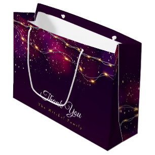 Custom modern Lila Gold Danke Weihnachtsgeschenk Große Geschenktüte
