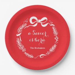Custom Modern Luke 2 Scripture Red Christmas Pappteller