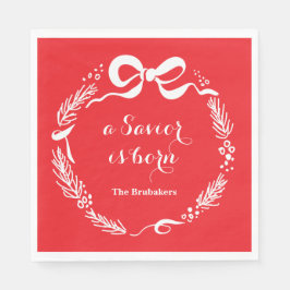 Custom Modern Luke 2 Scripture Red Christmas Serviette