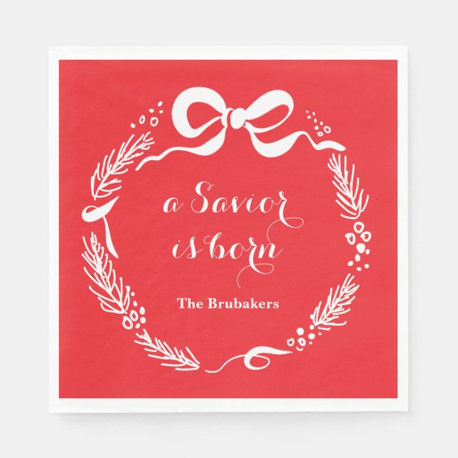 Custom Modern Luke 2 Scripture Red Christmas Serviette (Vorderseite)