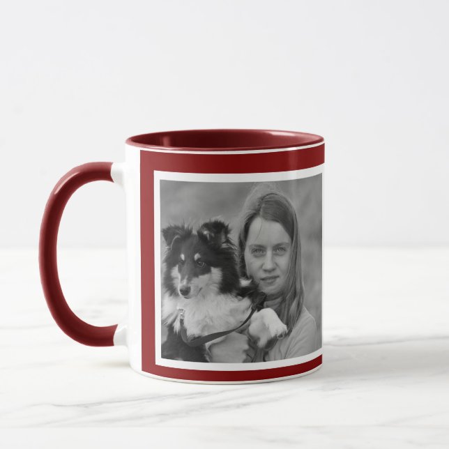 Custom Modern Maroon 2 Foto Collage Tasse (Links)