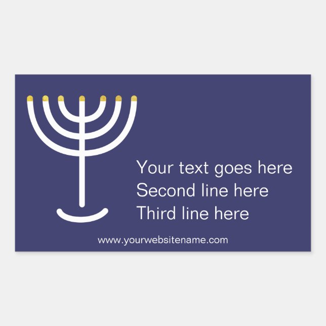 Custom Modern Menorah White Navy Gold Grafik Rechteckiger Aufkleber (Vorderseite)