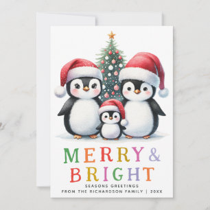 Custom Modern Merry and Bright Pinguin Weihnachten