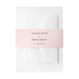 Custom Modern Navy Blue and Blush Wedding Einladungsbanderole