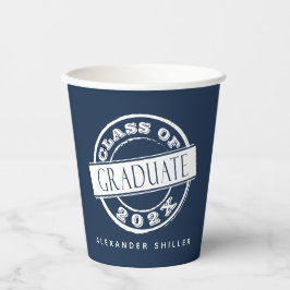 Custom Modern Navy Blue Graduate Pappbecher