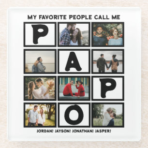 Custom Modern Opa Papa 8 FotoCollage Glasuntersetzer