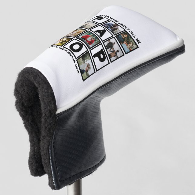 Custom Modern Opa Papa 8 FotoCollage Golf Headcover (3/4 Vorderseite)