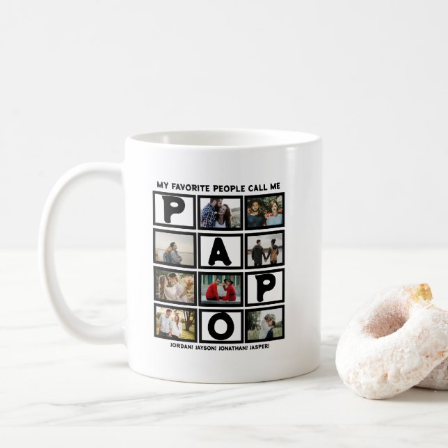 Custom Modern Opa Papa 8 FotoCollage Kaffeetasse (Mit Donut)