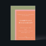 Custom Modern Orange Sage Green Graduation Party Einladung<br><div class="desc">Diese individuelle Graduation Party Invitation zeichnet sich durch ein modernes geometrisches Design in Korallenorange,  Rosa und Salbei Grün und eine stilvolle Typografie aus. Bearbeiten Sie den Text einfach,  um ihn für Ihr Ereignis anzupassen.</div>