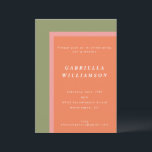 Custom Modern Orange Sage Green Graduation Party Einladung<br><div class="desc">Diese individuelle Graduation Party Invitation zeichnet sich durch ein modernes geometrisches Design in Korallenorange,  Rosa und Salbei Grün und eine stilvolle Typografie aus. Bearbeiten Sie den Text einfach,  um ihn für Ihr Ereignis anzupassen.</div>