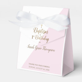 Custom Modern Pink Gold Cross Taufe 1. Geburtstag Geschenkschachtel