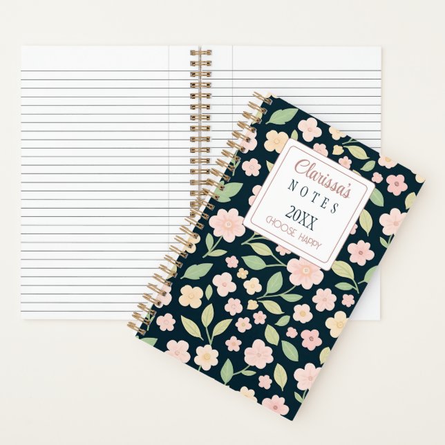 Custom Modern Pink Wildflowers Notizbuch (Innen)