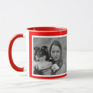 Custom Modern Red 2 Foto Collage Tasse
