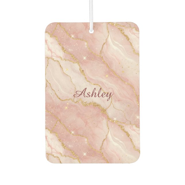 Custom Modern Rose Quartz Marble Gold Autolufterfrischer (Vorderseite)