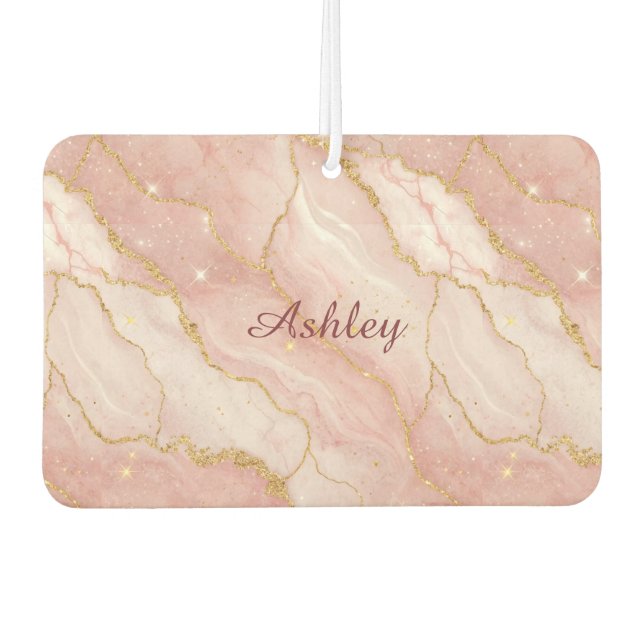 Custom Modern Rose Quartz Marble Gold Autolufterfrischer (Vorderseite)