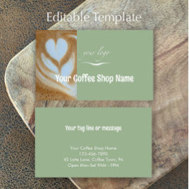 Custom Modern Sage Add Logo and Photo Template Visitenkarte