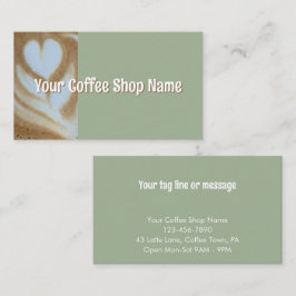 Custom Modern Sage Coffee Shop Photo Template Visitenkarte