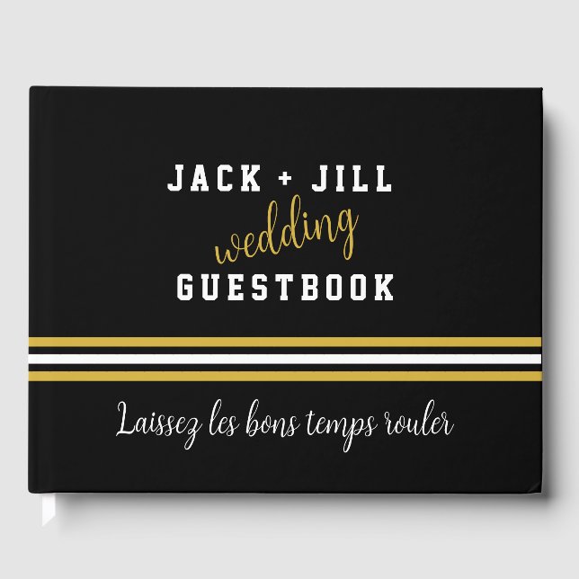 Custom Modern Schwarz-weiß Gold Wedbook Gästebuch (Vorderseite)