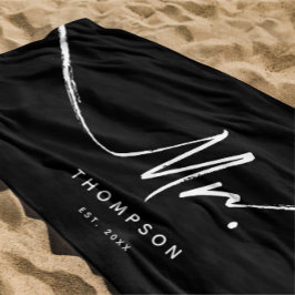 Custom Modern Schwarz-weiß Minimalistisch Strandtuch