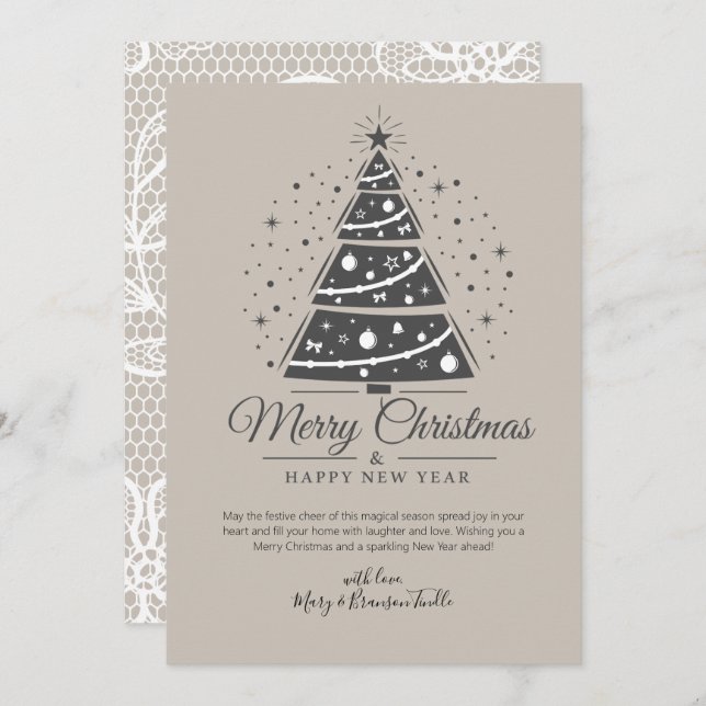Custom Modern Script Lace Muster Tree Weihnachten (Vorne/Hinten)