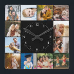 Custom Modern Simple Easy Family Foto Collage Quadratische Wanduhr<br><div class="desc">Simple and modern Instagram Foto Collage, perfekt for 16 favorite memories memories to be grateful for in this keepsake wall clock with minimalist design. Perfect a gift for family or best friends, home warming, or newlyweds but a apprent to yourself, an everyday reminder of how lucky you are. This is...</div>