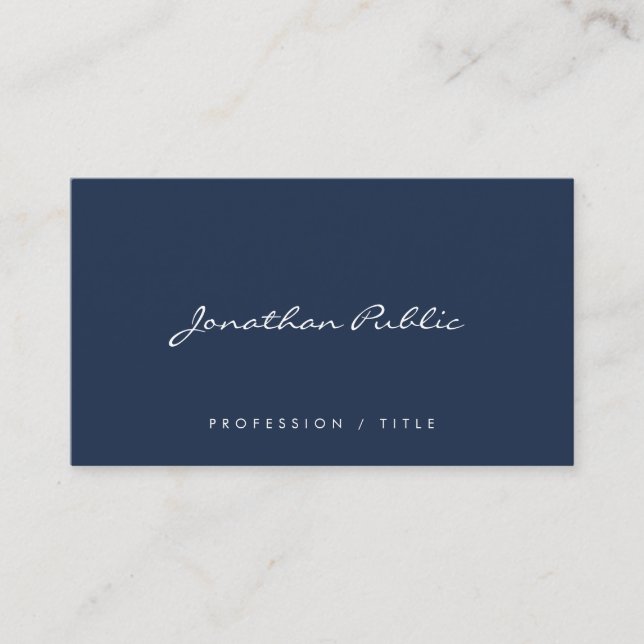 Custom Modern Simple Handwritten Script Navy Blue Visitenkarte (Vorderseite)