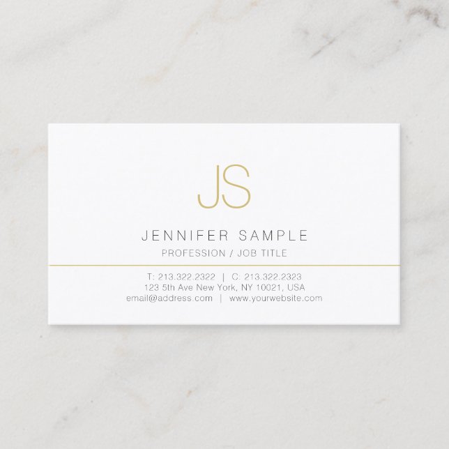 Custom Modern Simple Professional Elegant Monogram Visitenkarte (Vorderseite)
