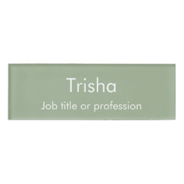 Custom Modern Simple Script Sage Green Employee ID Namenschild