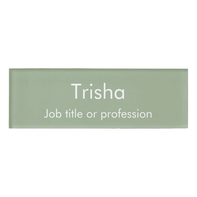 Custom Modern Simple Script Sage Green Employee ID Namenschild (Vorderseite)