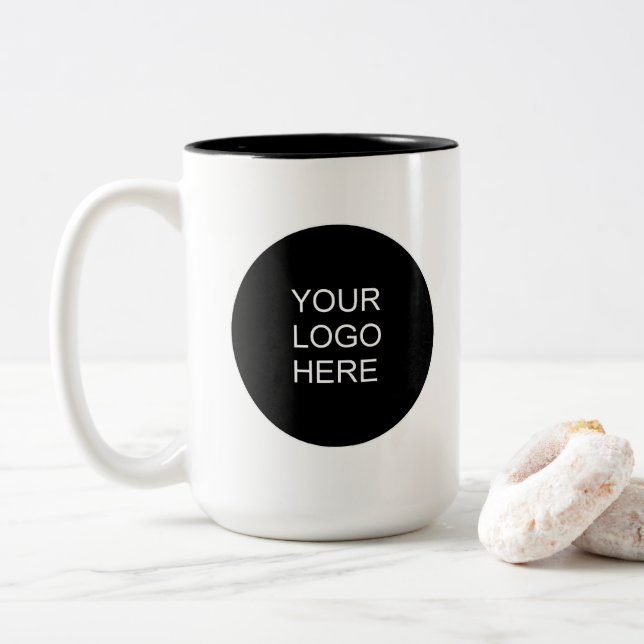 Custom Modern Simple Upload Your Company Logo Zweifarbige Tasse (Mit Donut)