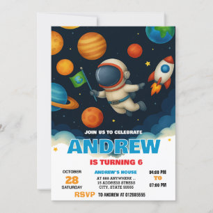Custom Modern Space Astronaut Geburtstag Einladung