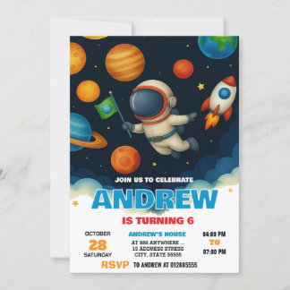 Custom Modern Space Astronaut Geburtstag Einladung