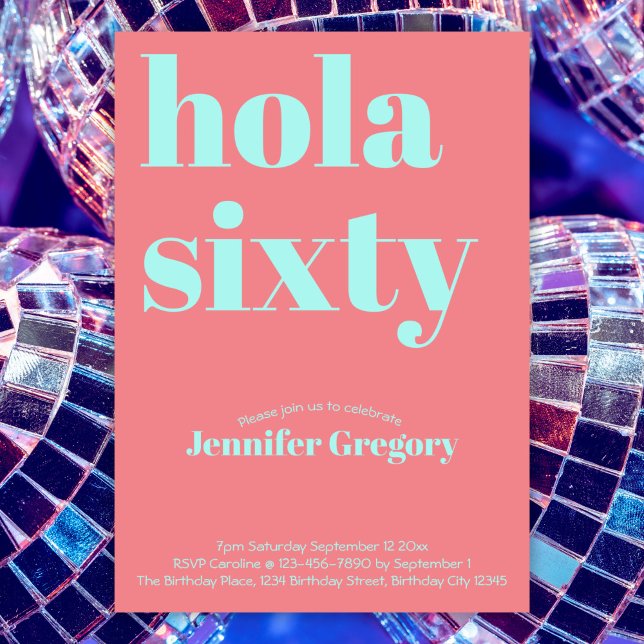 Custom Modern Spanish Hola 40. Geburtstag Einladung (Von Creator hochgeladen)