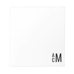 Custom Modern stilvoll elegant 3 Monogramm Initial Notizblock