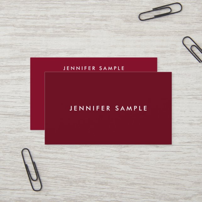 Custom Modern Template Elegant Rich Maroon Red Visitenkarte (Vorderseite/Rückseite Beispiel)