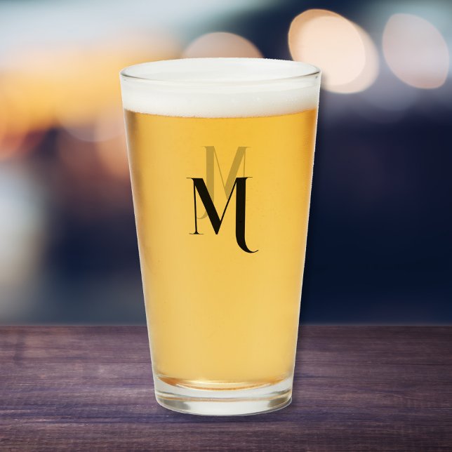 Custom Modern Typography Monogrammed Beer Glass Glas (Custom Modern Typography Monogrammed Beer Glass)