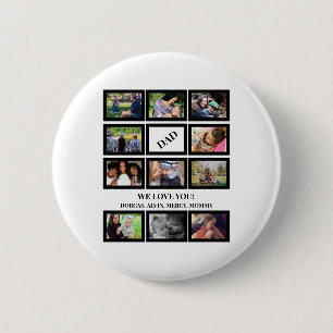 Custom Modern Vater Vathers Day 11 FotoCollage Button