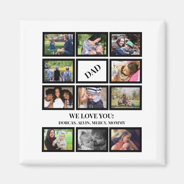 Custom Modern Vater Vathers Day 11 FotoCollage Magnet (Vorne)