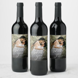 Custom Modern Vielen Dank Script Foto Wedding Weinetikett