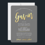 CUSTOM Moderne Bar Mitzvah für GAVIN Graues Imitat Einladung<br><div class="desc">*** HINWEIS - DER SCHIEDENE GOLD FOIL EFFEKT IST EIN DRUCKENDES BILD ** - - - - - - - - - - - - - - - - - - - - - - - - - - - - - - KONTAKTIEREN SIE MICH mit dem "Imitat Gold-Folie-Effekt". Ich...</div>