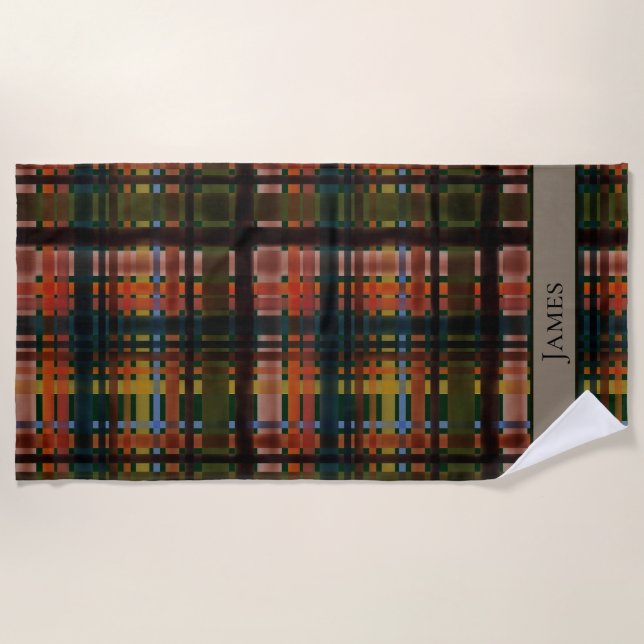 CUSTOM Moderne Mitte-des-Jahrhunderts Madras Strandtuch (Vorderseite)